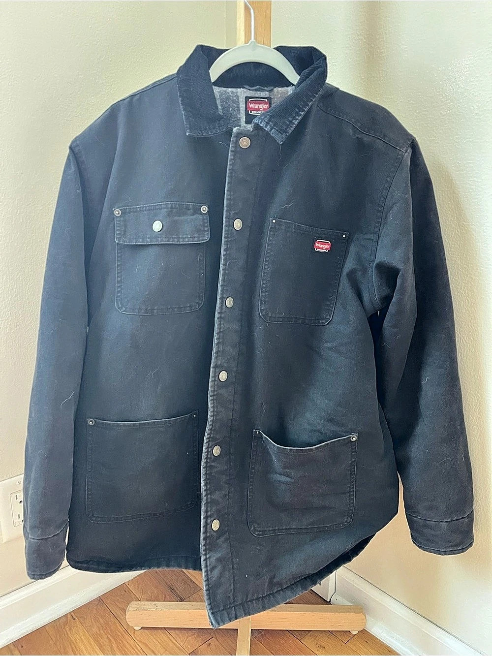 Wrangler Workwear Blanket Lined Chore Jacket Black & Gray Large